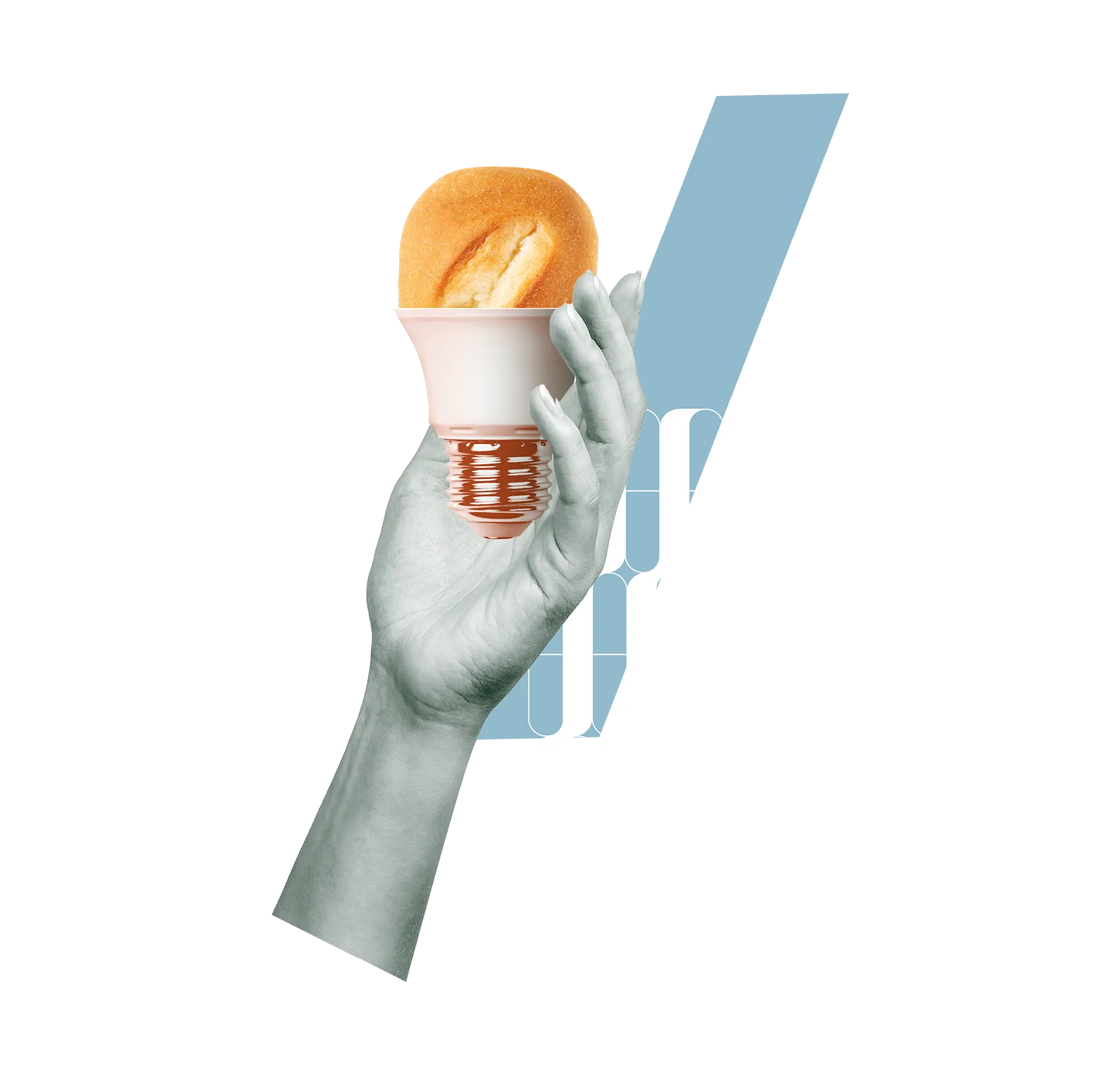 Una mano che tiene una lampadina con un gelato sopra, simbolo di creatività e innovazione