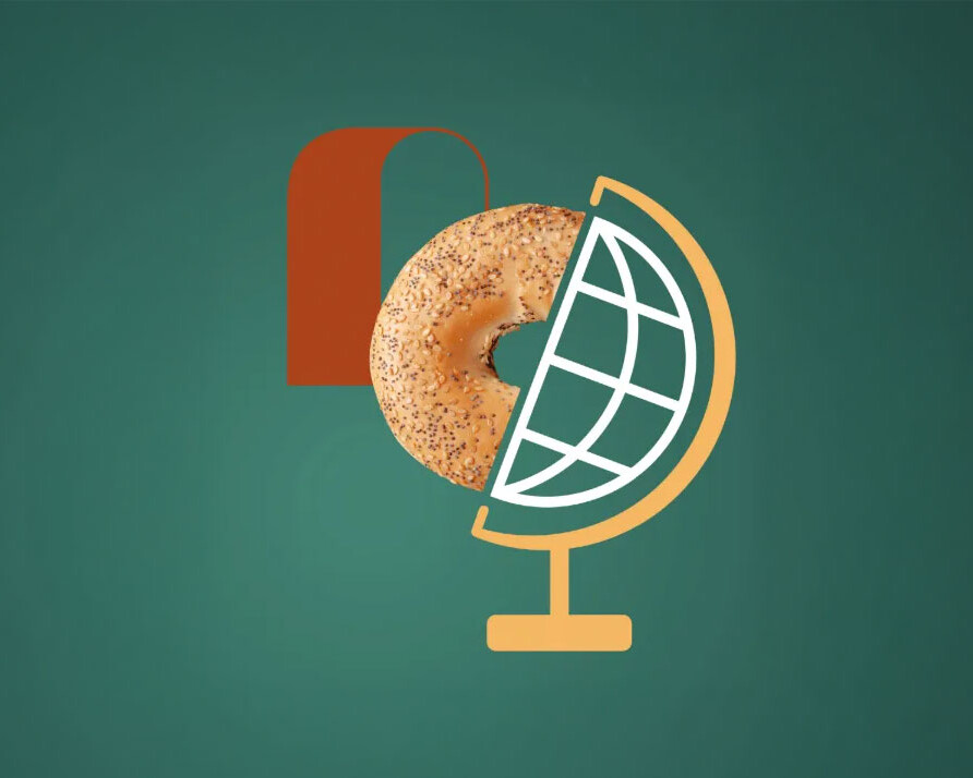 Globo terrestre con un donut al centro su sfondo verde scuro