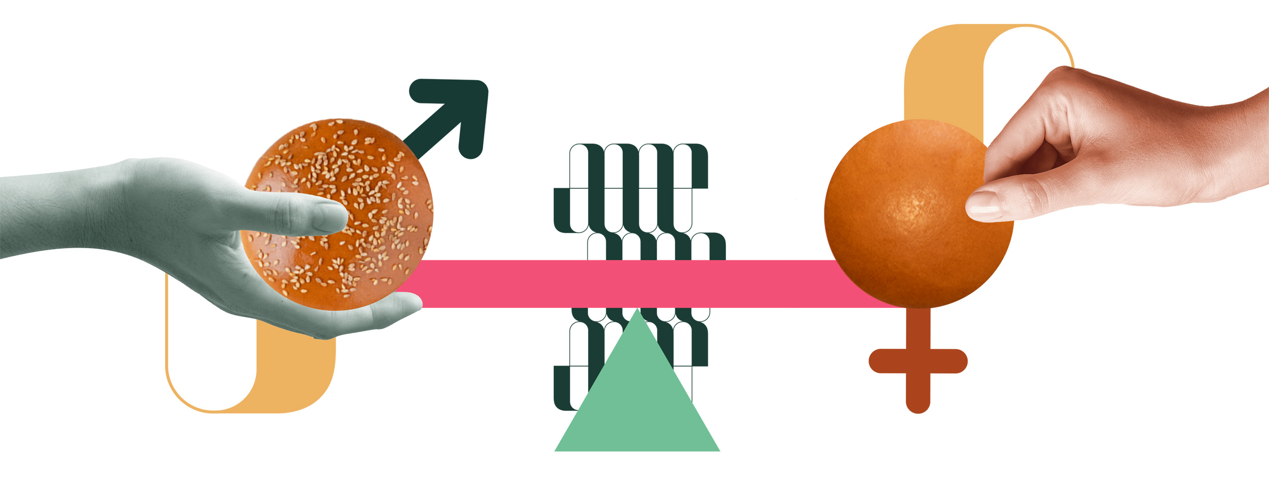 Immagine stilizzata che rappresenta l'equilibrio di genere con simboli maschili e femminili