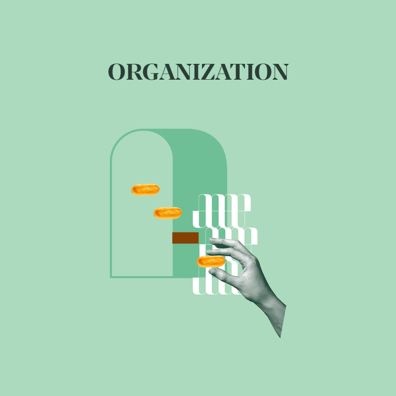 A hand reaches towards ascending golden coins on a green background, symbolizing organizational growth